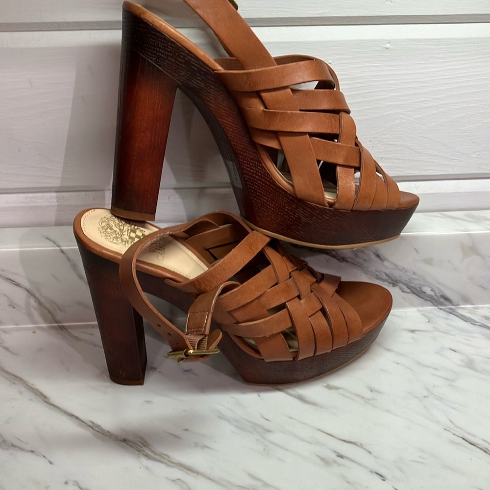 Vince Camuto Brown Platform Sandals with Chunky Heel - Picture 4 of 9